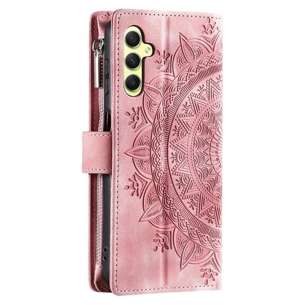 Samsung Galaxy S26 Plånboksfodral Mandala Blommönster Konstläder - Roséguld