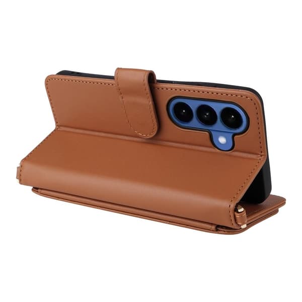 Samsung Galaxy S26/S26 Pro Plånboksfodral Konstläder Stativ - Brun