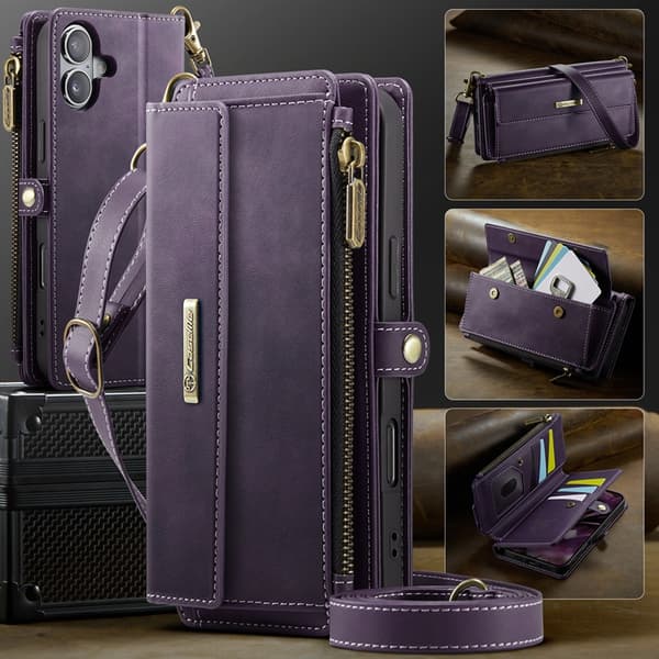CASEME iPhone 17 Plånboksfodral Zipper RFID C39 Lila