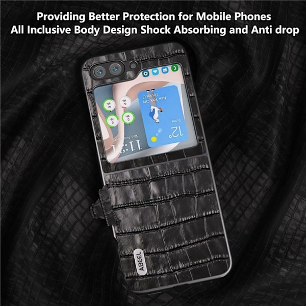 ABEEL Galaxy Z Flip 5 Mobilskal Crocodile Texture - Svart Svart