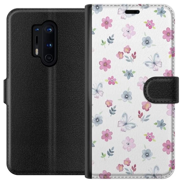 Pungcover til OnePlus 8 Pro med Blomster og sommerfugle