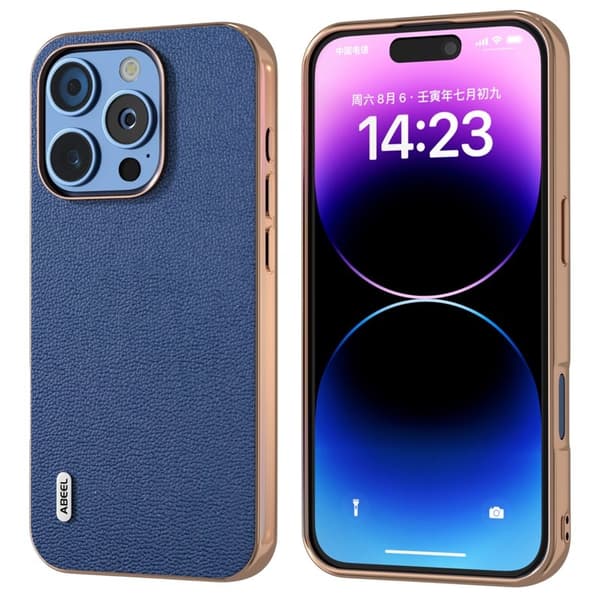 ABEEL Mobilskal till iPhone 16 Pro Max Äkta Läder Blå