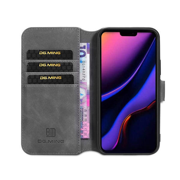 DG.MING Plånboksfodral Konstläder för iPhone 11 Pro - Grå