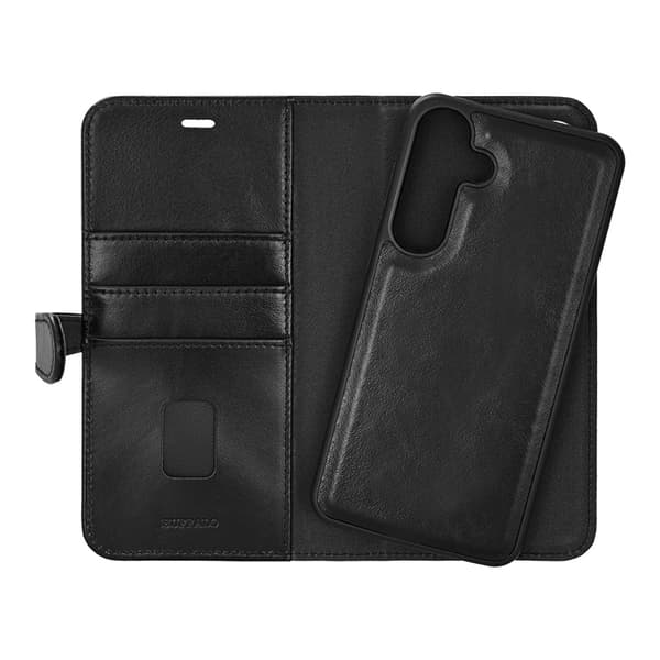 Buffalo Galaxy S25 Plus Plånboksfodral Läder 3 Kort 2in1 - Svart Svart
