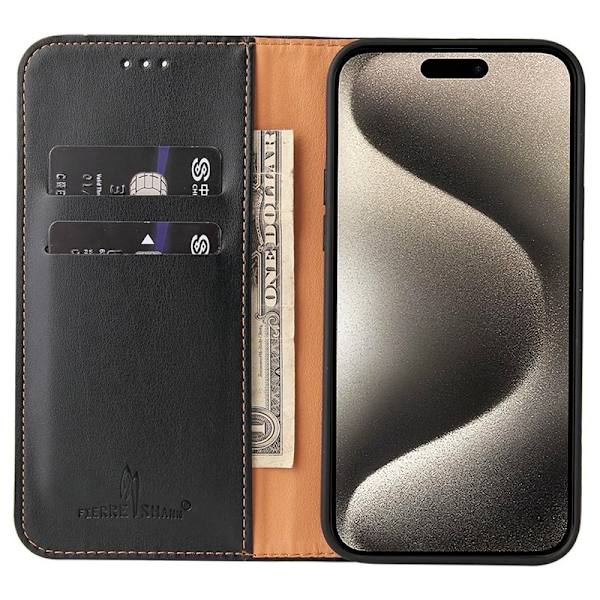 FIERRE SHANN iPhone 15 Pro Max Plånboksfodral - Texturerat Konstläder - Röd