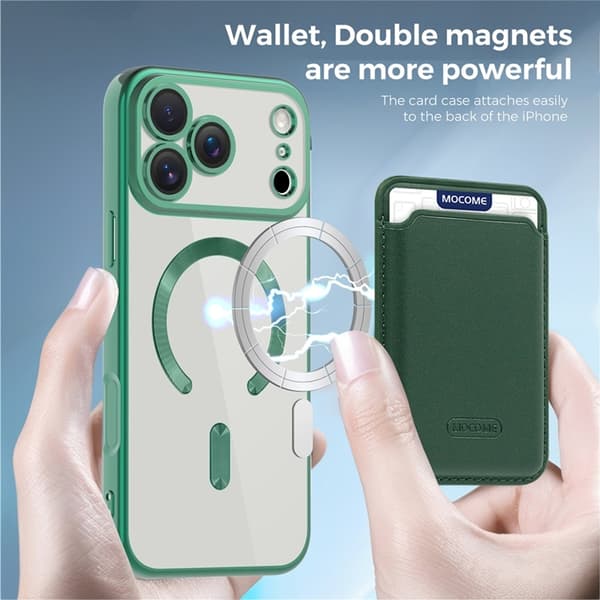 Mobilskal till iPhone 17 Pro Max MagSafe Korthållare TPU + PC - Grön Grön