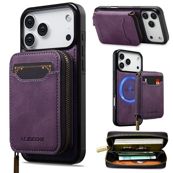 LC.IMEEKE L6 iPhone 17 Pro Plånboksfodral Konstläder - Lila