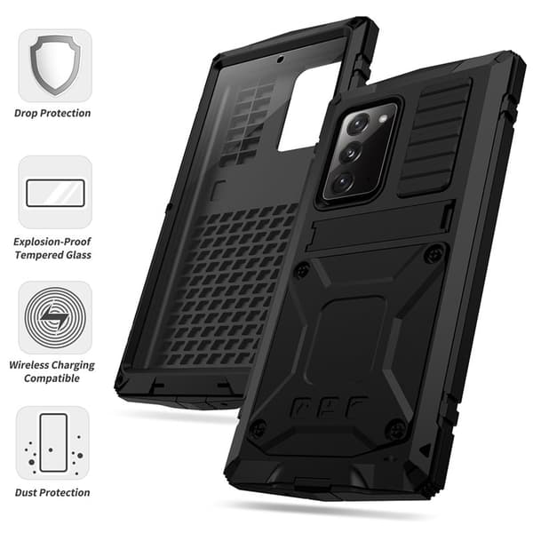 R-JUST Mobilskal till Galaxy Note20 Metall + Silikon + PC Svart
