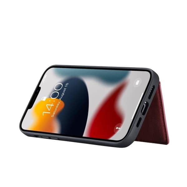 JEEHOOD Detachable 2-in-1 Plånboksfodral Konstläder för iPhone 13 - Brun