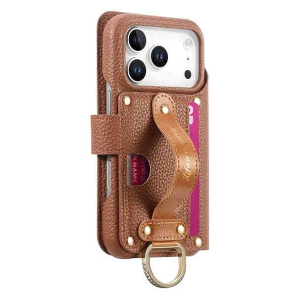 iPhone 17 Pro Max Konstläder Plånboksfodral RFID-Skydd Zipper - Brun Brun