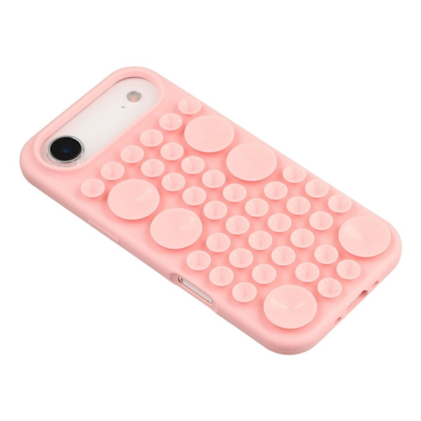 Mobilskal till iPhone Air Sugkopp Silikon med Tygfoder - Rosa Rosa