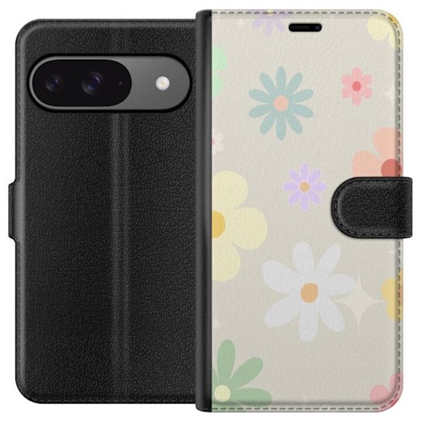 Plånboksfodral till Google Pixel 9 med fejdande blommor