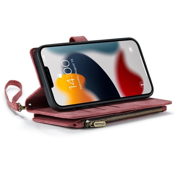 CASEME C30 Plånboksfodral i Konstläder för iPhone 12 Pro Max - Röd