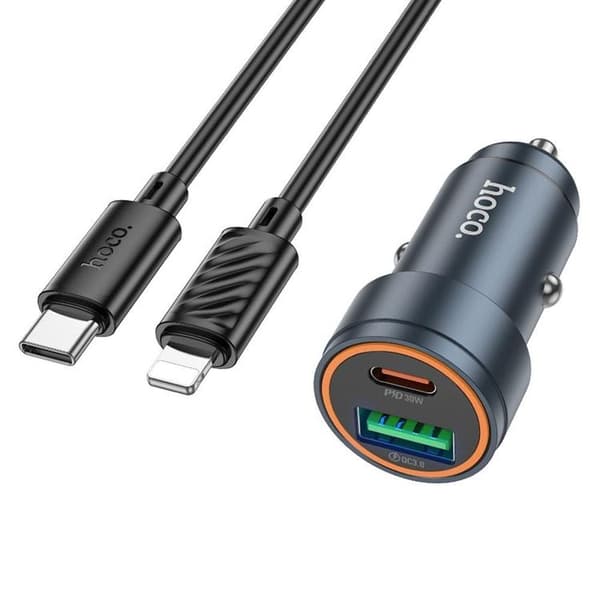 Hoco Billaddare 30W USB-C USB-A med Lightning Kabel Z57A - Svart Svart