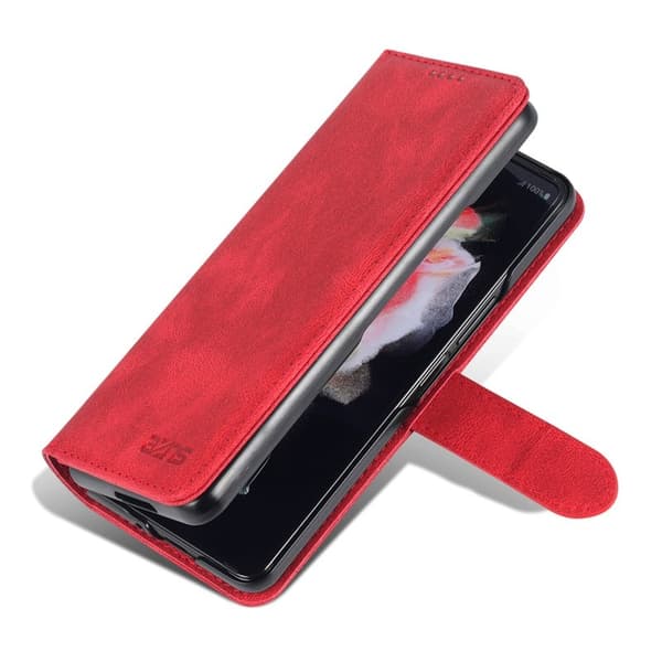 AZNS Samsung Galaxy Z Fold6 5G Plånboksfodral Konstläder - Röd