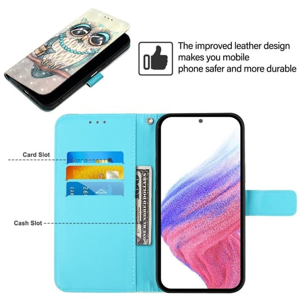 Samsung Galaxy S26 / S26 Pro Plånboksfodral Konstläder Mönster - Grå Uggla