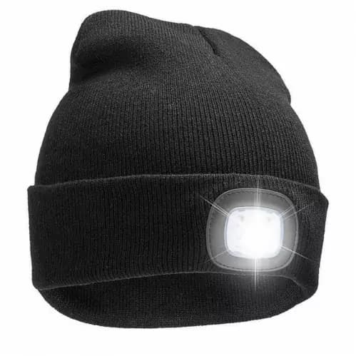 Mössa med LED-lampa USB - Svart Black