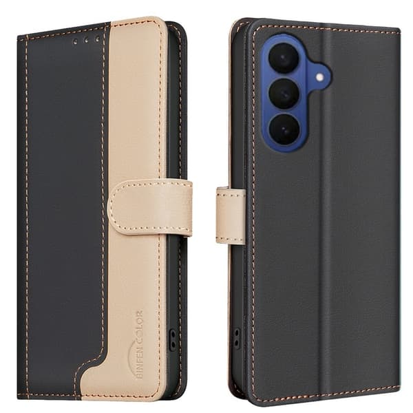 BINFEN Samsung Galaxy S26+ Plånboksfodral Konstläder RFID Skydd - Svart