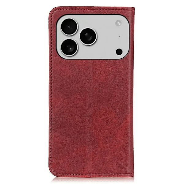 iPhone 17 Pro Max Plånboksfodral Äkta läder - Röd Röd