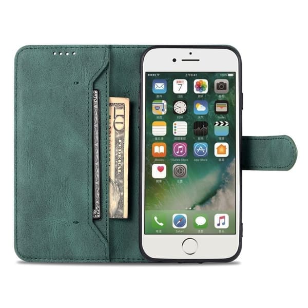 AZNS iPhone SE (2022)/SE (2020)/8/7 Plånboksfodral Konstläder - Grön