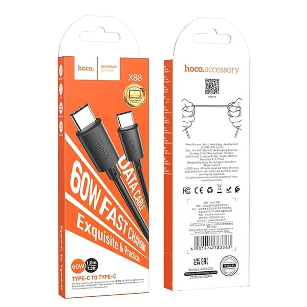 Hoco USB-C til USB-C Kabel 1m - Sort Black