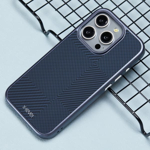 X-LEVEL Mobilskal till iPhone 16 Pro Magnetiskt Hård PC Kolfiber Blå