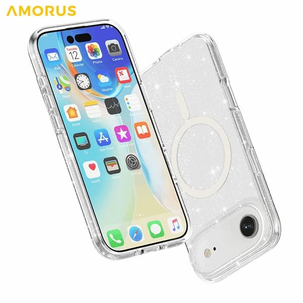 AMORUS Mobilskal till iPhone Air Magsafe Glitter Powder PC + TPU - Vit Vit