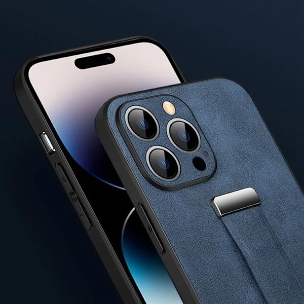 SULADA iPhone 14 Pro Mobilskal Kickstand med Wristband - Svart