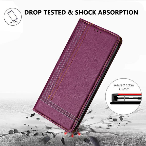 iPhone 17 Plånboksfodral Kickstand Grid Pattern - Lila Lila