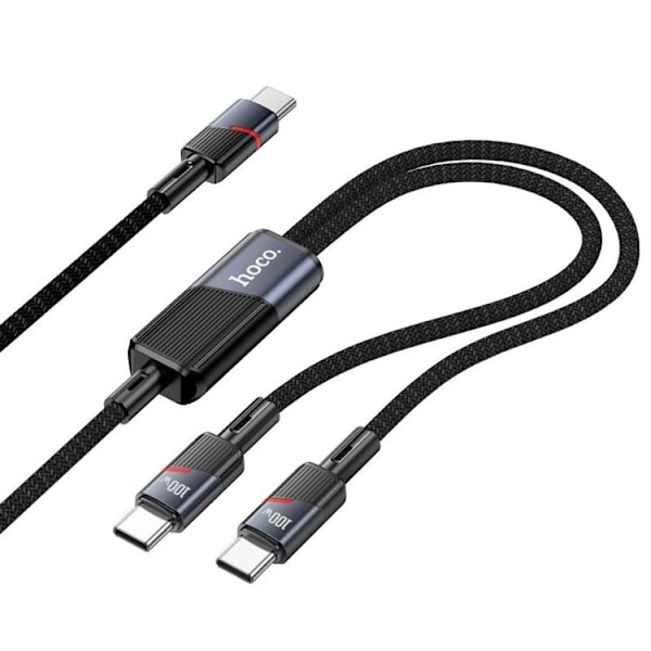HOCO 2i1 USB C - USB-C/USB-C 100W 5A Kabel 1.2m U139 Sort Svart