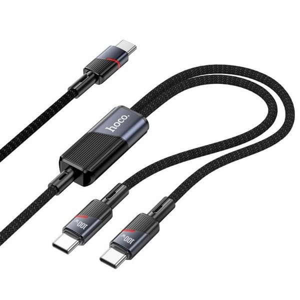 HOCO 2in1 USB C - USB-C/USB C 100W 5A Kabel 1.2m U139 Svart Svart