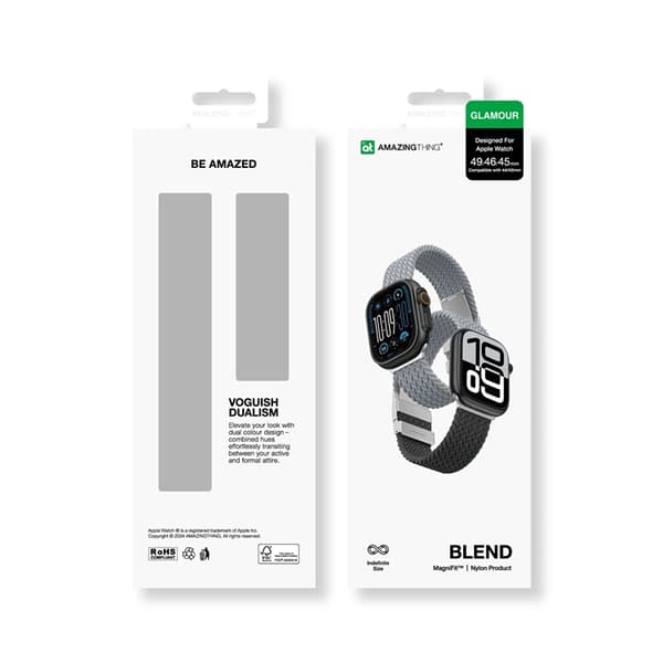 [2-Pakke] AmazingThing Apple Watch 45/46/49mm Armbånd Blend - Grå/Sort Grå