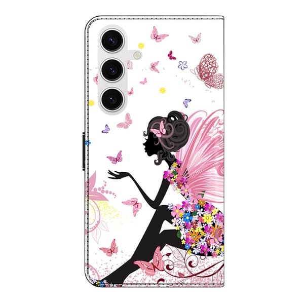 Samsung Galaxy S26 Plånboksfodral Fällbart Ställ Konstläder Mönster - Fjäril
