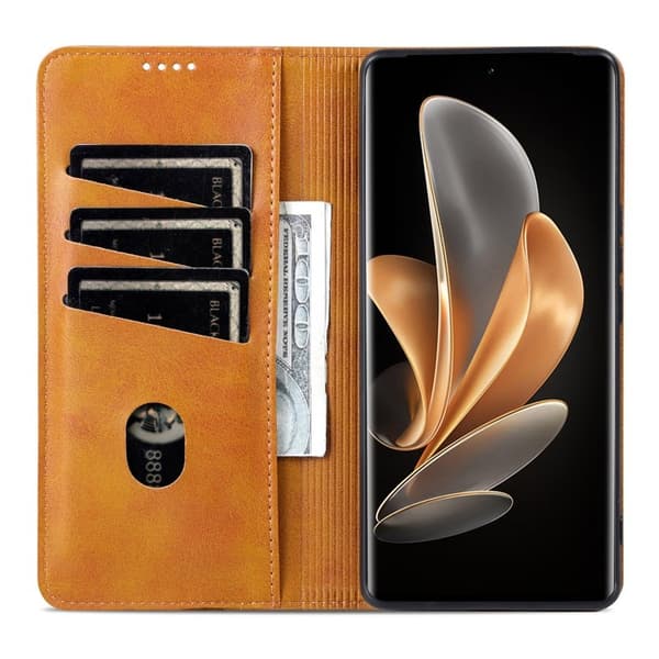 AZNS Samsung Galaxy S25 Edge Plånboksfodral Konstläder - Brun
