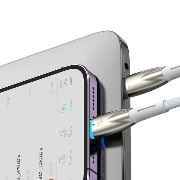 Baseus USB-C til Lightning kabel 1m Glimmer 20W - Hvid Vit