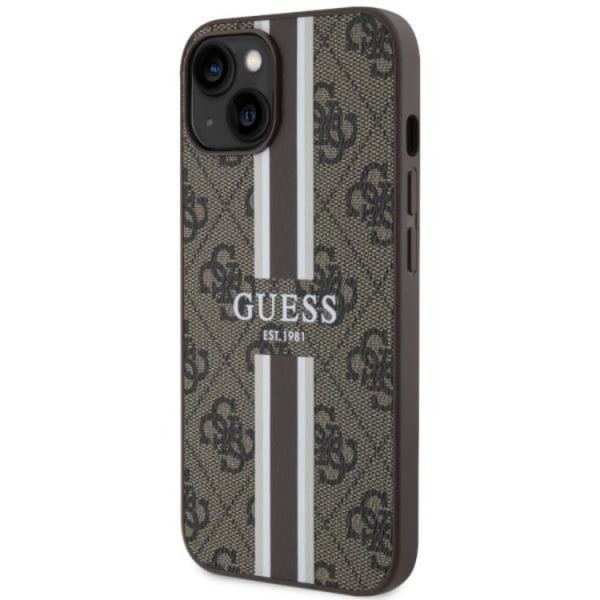 Guess iPhone 14 Plus Mobilskal MagSafe Printed Stripes Brun