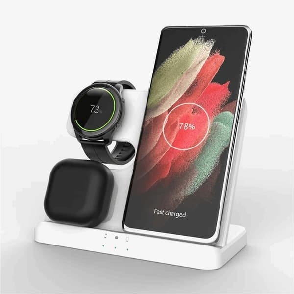 3-i-1 Trådlös Laddare Samsung Galaxy - Buds - Watch Vit
