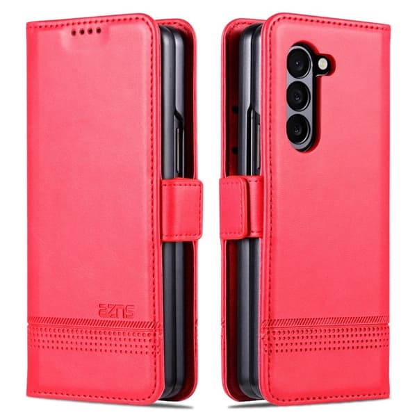 AZNS Samsung Galaxy Z Fold6 Plånboksfodral Konstläder - Röd