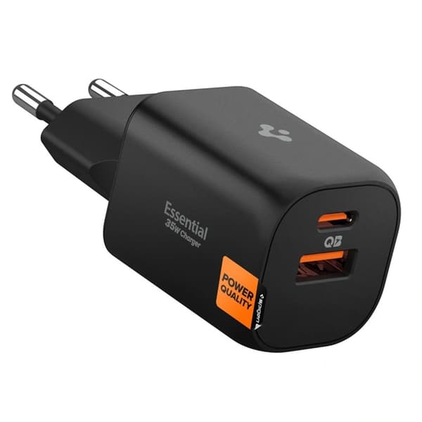 Spigen 2-Port Nätverk Laddare 35W ESSENTIAL EE352EU Svart