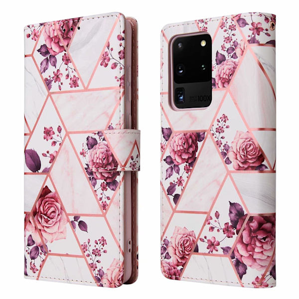 Marble Grid Wallet Case til Galaxy S20 - Roses Samsung
