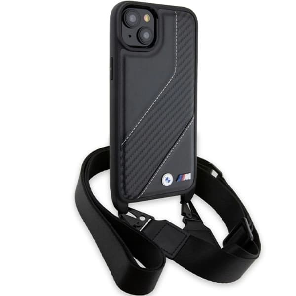 BMW iPhone 15/14 Plus Halsbåndsskal M Edition Carbon Stripe Black