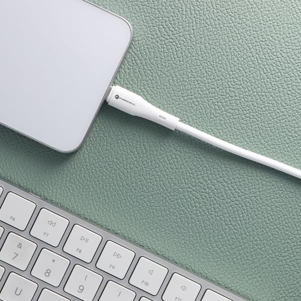 FORCELL USB-A till USB-C 66W Kabel 3A 1m QC4.0 Silikon C342 - Vit Vit
