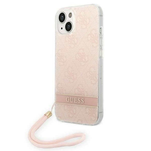GUESS iPhone 14 Plus Skal Print Strap - Rosa Rosa