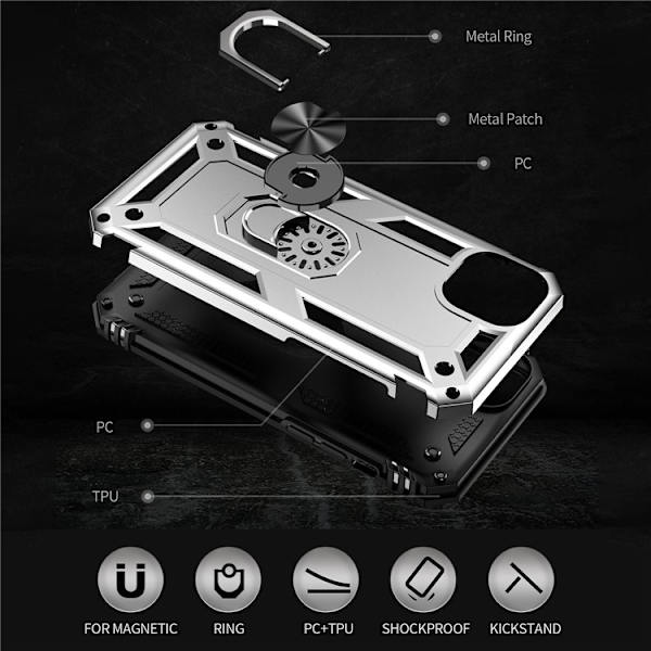 Mobilskal till iPhone 15 Plus med Kickstand - Silver Silver