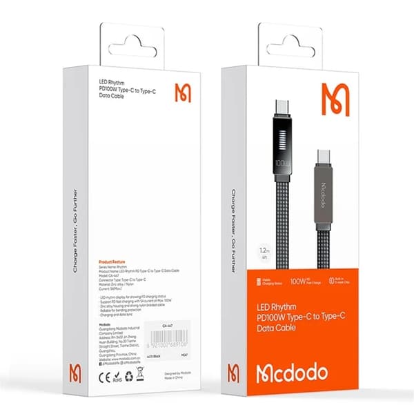 MCDODO USB-C - USB-C 100W Kabel 1.2M PD CA-4470 - Svart Svart