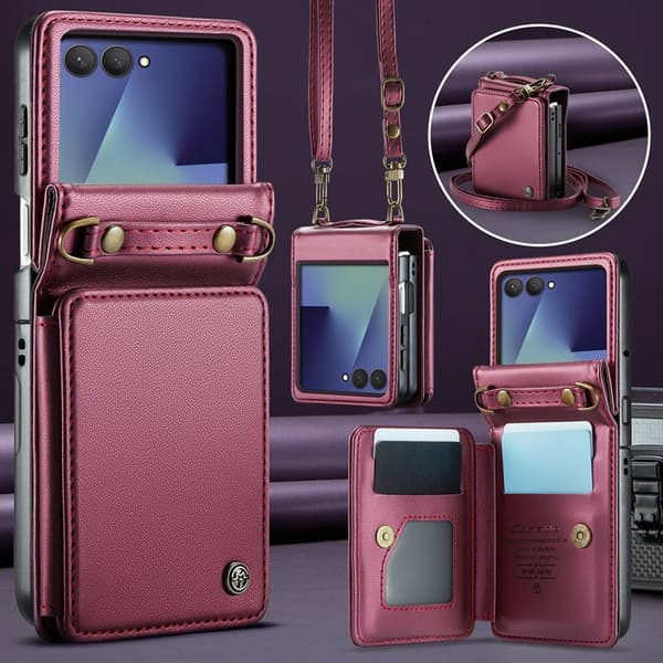 CASEME Galaxy Z Flip 7 Plånboksfodral RFID Blocking C22 - Röd Röd