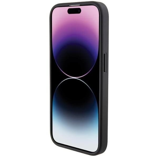 BMW telefontaske til iPhone 15 Pro læder tekstureret & stribe - sort Black