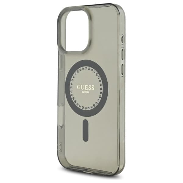 Guess telefontaske til iPhone 16 Pro Max MagSafe IML Rhinestone - Sort Black