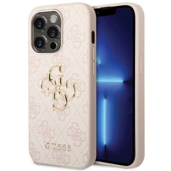 Guess iPhone 15 Pro Mobilskal 4G Big Metal Logo Rosa