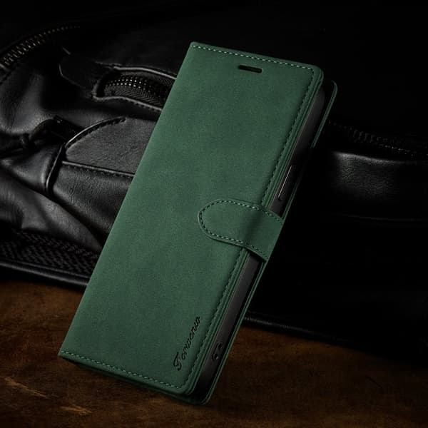 FORWENW F1 Series iPhone 14 Pro Max Plånboksfodral Konstläder - Grön